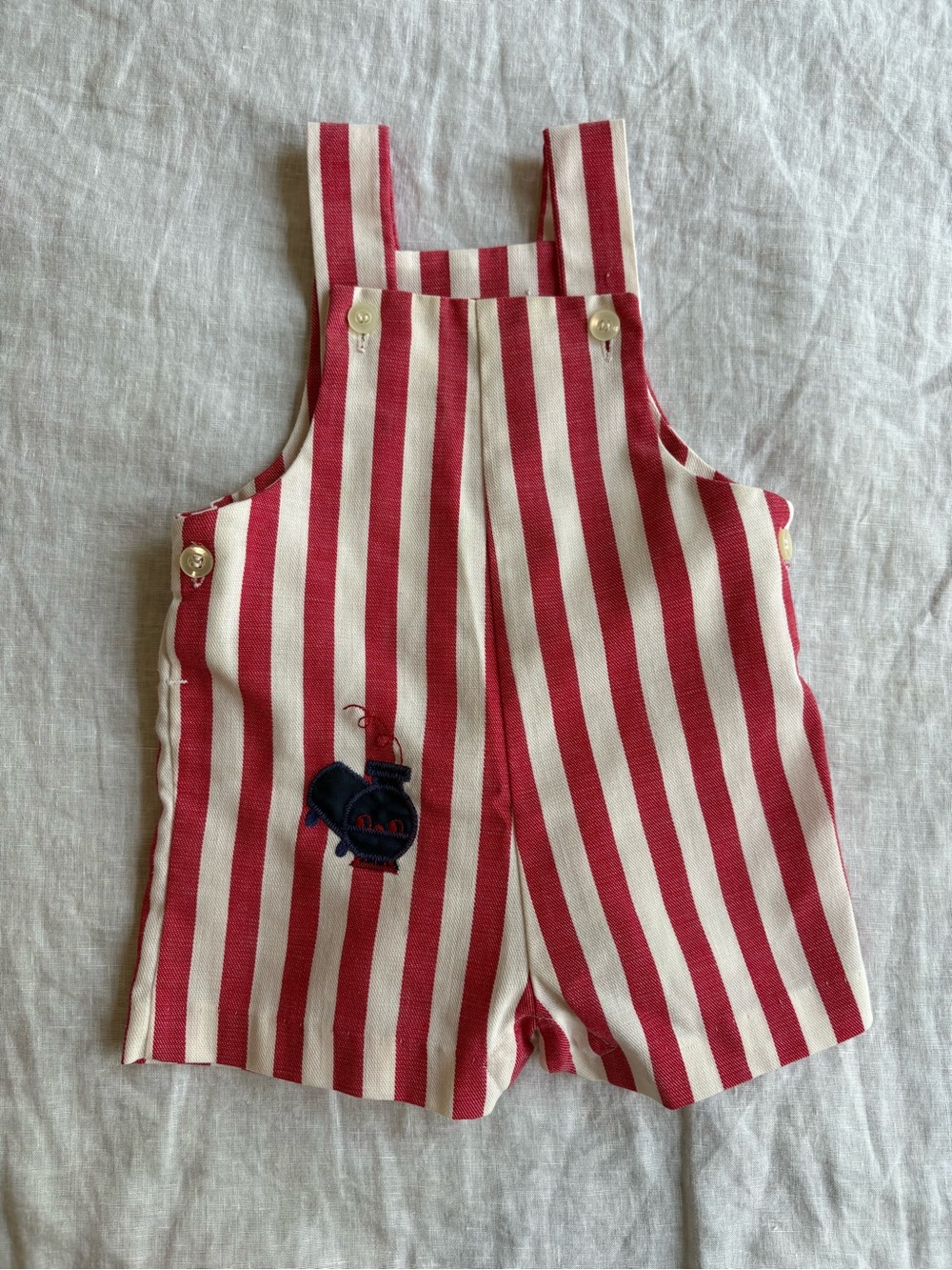 healthtex Red & White Striped Kids Romper Overalls